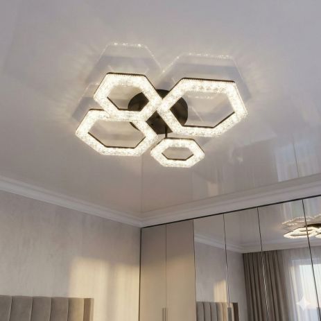 Люстра современная с акрилом Diasha 54W до 12 м² цвет Черный 6653/2+2BK Люстра современная с акрилом Diasha 54W до 12 м² цвет Черный 6653/2+2BK