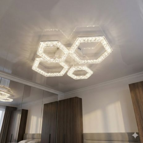 Акриловая люстра потолочная Diasha 54W до 12 м² цвет Белый 6653/2+2WH