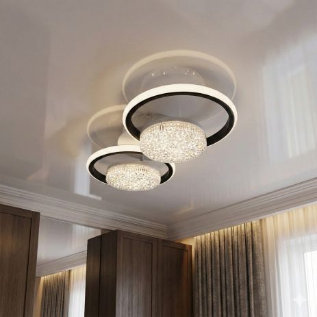 Светильник с акрилом в коридор Diasha 58W до 12 м² цвет Белый + Черный 2561WH+BK DIMMER