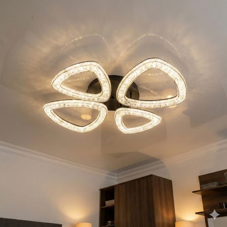 Потолочная люстра из акрила Diasha 53W до 12 м² цвет Черный 6633/2+2BK Потолочная люстра из акрила Diasha 53W до 12 м² цвет Черный 6633/2+2BK