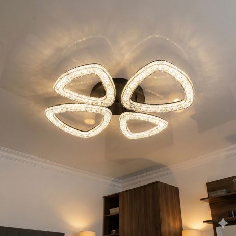 Потолочная люстра из акрила Diasha 53W до 12 м² цвет Черный 6633/2+2BK Потолочная люстра из акрила Diasha 53W до 12 м² цвет Черный 6633/2+2BK