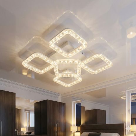 Люстра в спальню современная Diasha 74W до 18 м² цвет Белый MX4771/4+1S WH