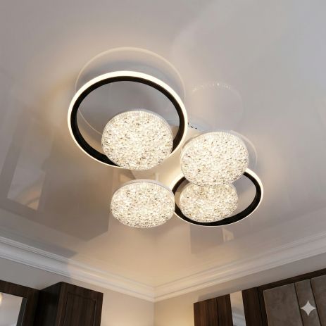 Люстра лед в спальню Diasha 80W до 18 м² цвет Черный + Белый 2565WH+BK dimmer