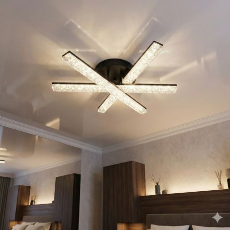 Лед люстра линейного дизайна Diasha 48W до 10 м² цвет Черный SX818/3BK