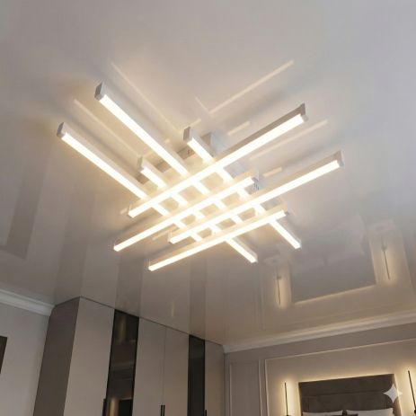 Люстра дизайнерская из пересекающихся линий Diasha 90W до 20 м² цвет Белый SX812/8WH