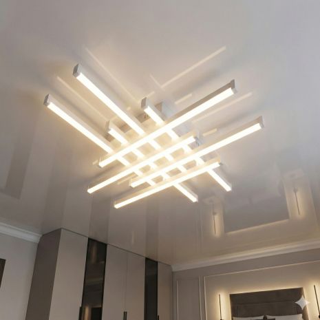 Люстра дизайнерская из пересекающихся линий Diasha 90W до 20 м² цвет Белый SX812/8WH