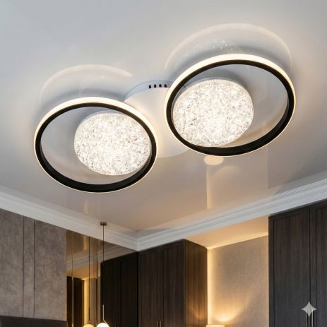 Светодиодный светильник акрил Diasha 60W до 16 м² цвет Черный 9098/2+2BK