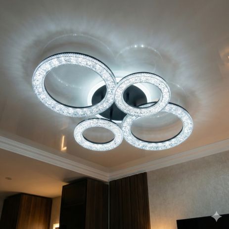 Люстра светодиодная акриловая Diasha 72W до 18 м² цвет Черный 5180/2+2BK