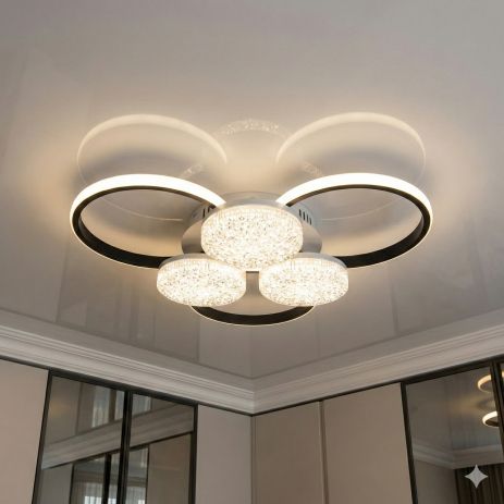 Люстра в холл акриловая Diasha 79W до 18 м² цвет Черный 9098/3+3BK Люстра в холл акриловая Diasha 79W до 18 м² цвет Черный 9098/3+3BK