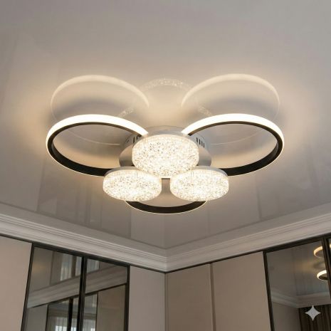 Люстра в холл акриловая Diasha 79W до 18 м² цвет Черный 9098/3+3BK Люстра в холл акриловая Diasha 79W до 18 м² цвет Черный 9098/3+3BK