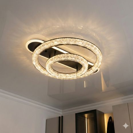 Светильник в гостиную акриловый Diasha 80W до 18 м² цвет Черный 9711/500+300BK