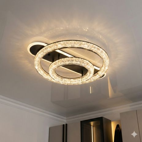 Светильник в гостиную акриловый Diasha 80W до 18 м² цвет Черный 9711/500+300BK