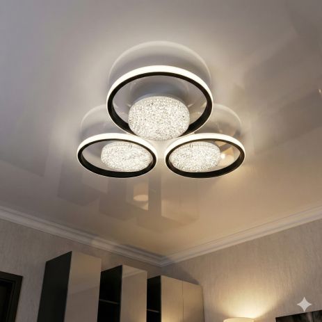 Люстра современная Led с акрилом Diasha 81W до 18 м² цвет Черный 9098/3+3A BK