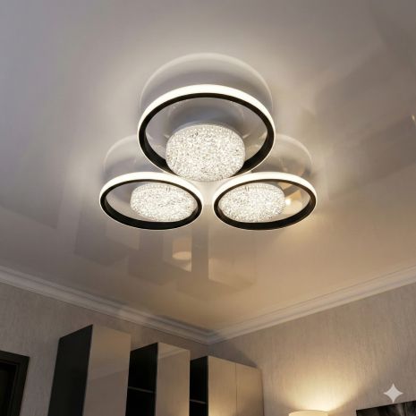 Люстра современная Led с акрилом Diasha 81W до 18 м² цвет Черный 9098/3+3A BK