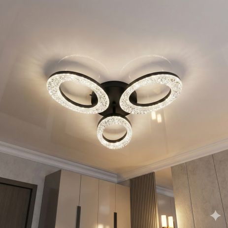 Світильник для спальні з акрилом Diasha 33W до 8 м² колір Чорний 5607/3BK