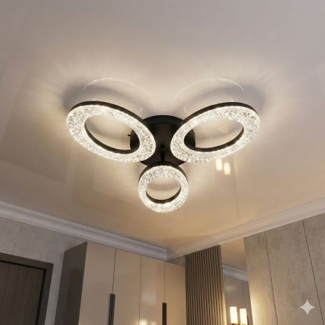 Светильник в спальню с акрилом Diasha 33W до 8 м² цвет Черный 5607/3BK Светильник в спальню с акрилом Diasha 33W до 8 м² цвет Черный 5607/3BK