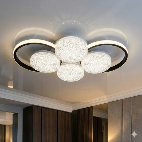 Люстра с акрилом в холл Diasha 81W до 18 м² цвет Черный 9098/4+2BK