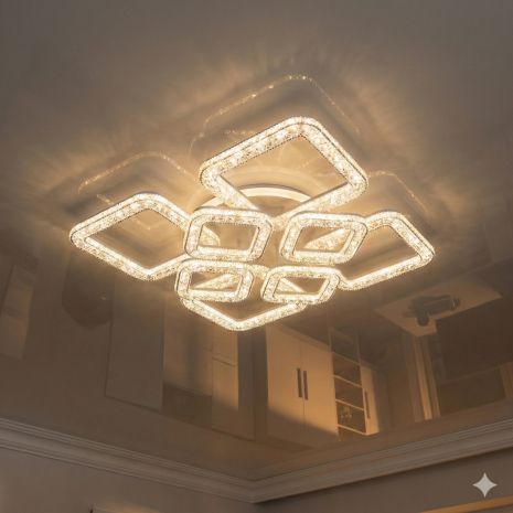 Акриловая лед люстра в спальню Diasha 140W до 20 м² цвет Белый 5179/4+4WH