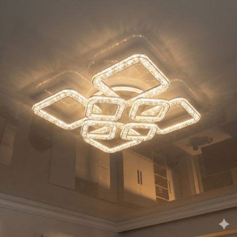 Акрилова крижана люстра для спальні Diasha 140W до 20 м² колір Білий 5179/4+4WH