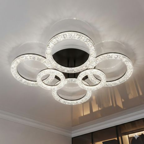 Люстра LED с акрилом Diasha 120W до 20 м² цвет Черный 5180/6BK Люстра LED с акрилом Diasha 120W до 20 м² цвет Черный 5180/6BK