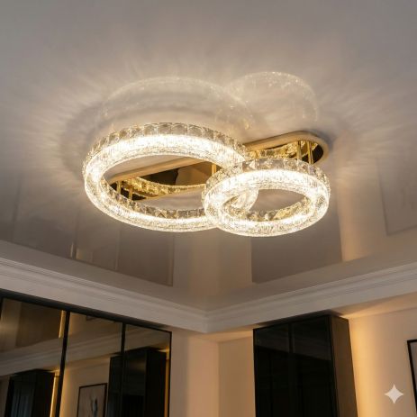 Люстра современная с прозрачным акрилом Diasha 140W до 20 м² цвет Золото MX6027/500+300S-gold