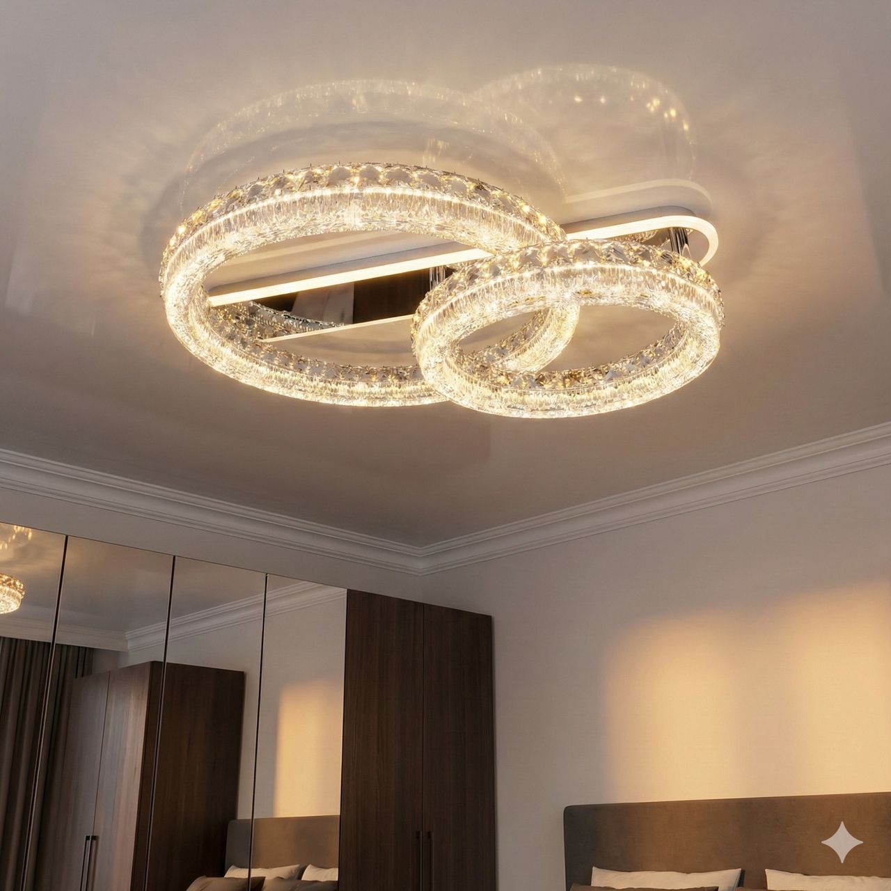 Светодиодная люстра с прозрачным акрилом Diasha 180W до 30 м² цвет Хром MX6027/600+400HR Светодиодная люстра с прозрачным акрилом Diasha 180W до 30 м² цвет Хром MX6027/600+400HR