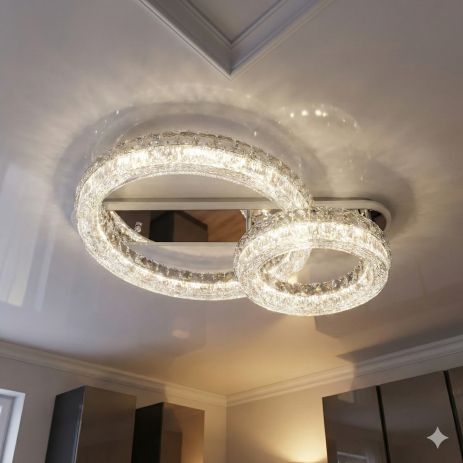 Люстра из акрила современный стиль Diasha 140W до 20 м² цвет Хром MX6027/500+300HR