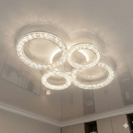 Лед люстра с акрилом в зал Diasha 72W до 18 м² цвет Белый 5180/2+2WH