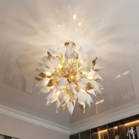 Люстра в гостиную с листьями Diasha цоколь E14 ламп 40 шт цвет Золото 7208-32+8P GD
