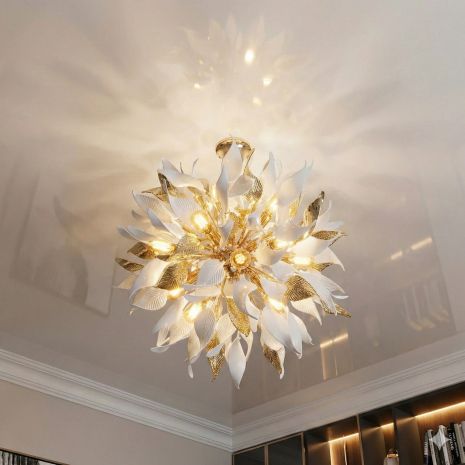 Люстра в вітальню з листям Diasha цоколь ламп 40 шт колір Золото 7208-32+8P GD