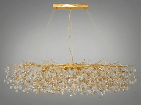 Подвесная люстра со стеклом в зал Diasha цоколь E14 ламп 15 шт цвет Золото 601-L1500GD