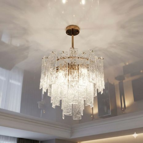 Підвісна люстра з фактурного скла Diasha цоколь ламп 4 шт колір Бронзовий 818/400BR