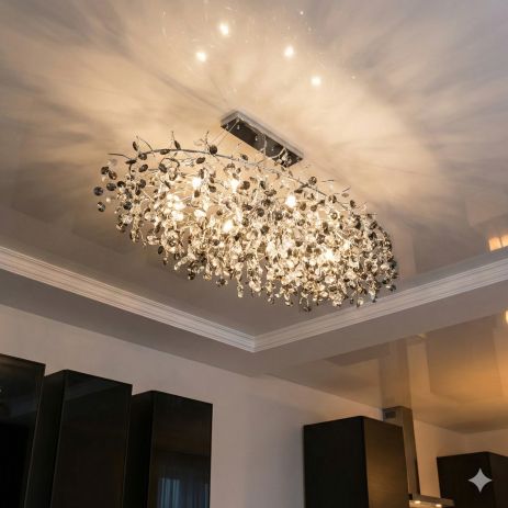 Люстра зі скляним декором у передпокій Diasha цоколь ламп 12 шт колір Хром 601-L1200CH