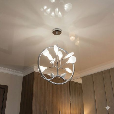 Люстра подвес светлячок Diasha цоколь G4 ламп 9 шт цвет Серебро HXD8031/1CH