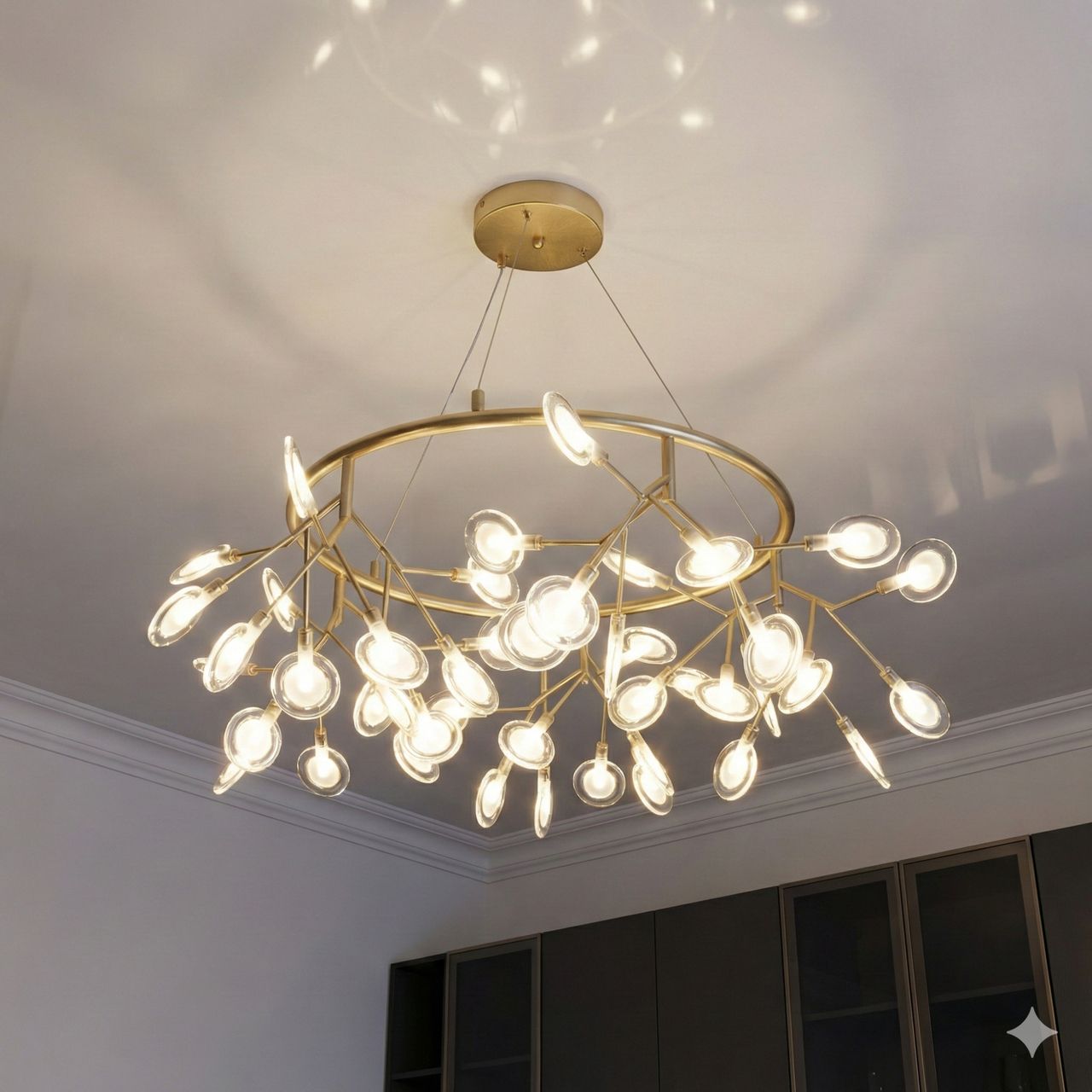 Люстра с множеством маленьких плафонов Diasha цоколь G4 ламп 45 шт цвет Золотистый Y887-45C GD Люстра с множеством маленьких плафонов Diasha цоколь G4 ламп 45 шт цвет Золотистый Y887-45C GD