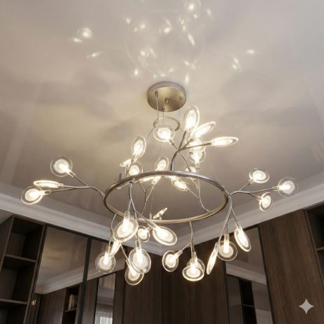 Люстра в гостиную стиль светлячок Diasha цоколь G4 ламп 36 шт цвет Серебро Y889-36C SL