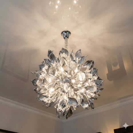 Люстра сучасна класика з пелюстками Diasha цоколь ламп 40 шт колір Хром 7229-32+8P HR