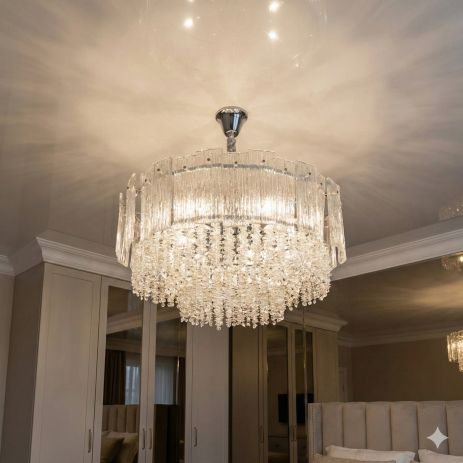 Декоративная стеклянная люстра Diasha цоколь E14 ламп 20 шт цвет Хром 328-750CH