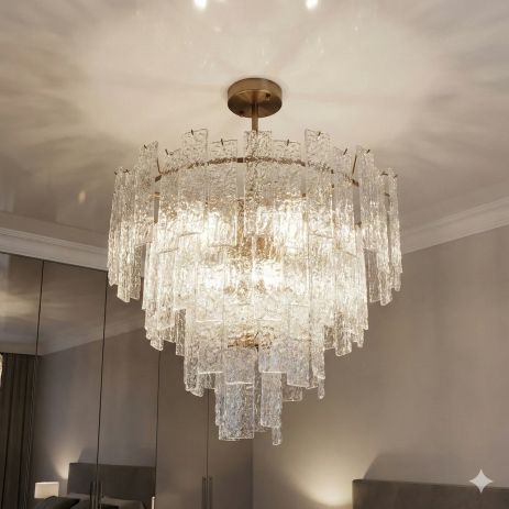 Подвесная люстра со стеклом в зал Diasha цоколь E14 ламп 10 шт цвет Бронзовый 818/600BR