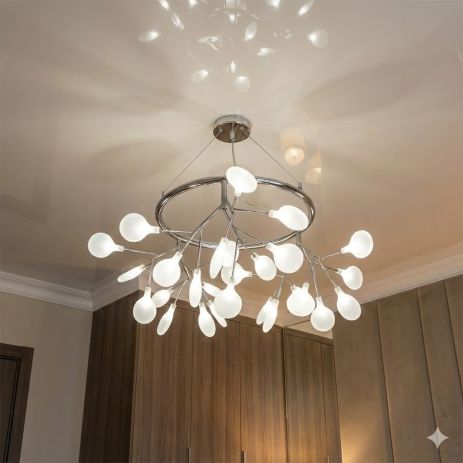 Люстра в зал светлячок Diasha цоколь G4 ламп 27 шт цвет Серебро D8049/27CH