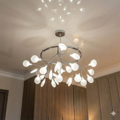 Люстра в зал світлячок Diasha цоколь G4 ламп 27 шт колір Срібло D8049/27CH