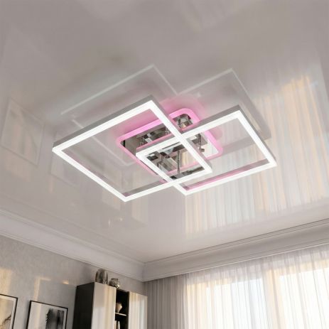 Светодиодная люстра управляемая Diasha 64W до 16 м² цвет Хром 2546HR LED 3color dimmer