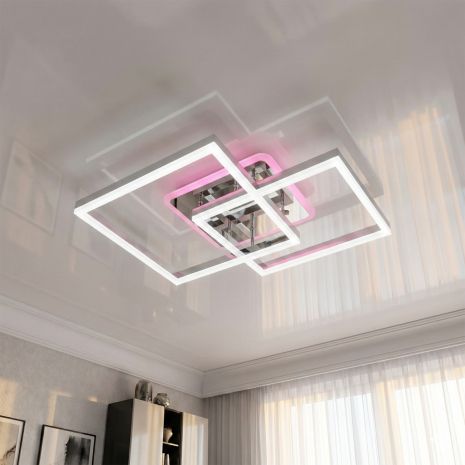 Светодиодная люстра управляемая Diasha 64W до 16 м² цвет Хром 2546HR LED 3color dimmer