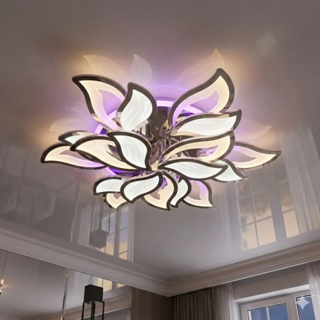 Светодиодная люстра потолочная Diasha 225W до 40 м² цвет Хром 9033/6+3HR 3col dim