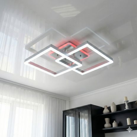 Світлодіодна люстра димована Diasha 64 W до 16 м2 колір Хром 2546NEW HR 3col dim