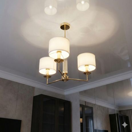 Люстра для зала с абажурами Diasha цоколь E14 ламп 3 шт цвет Золотистый 1015/3G