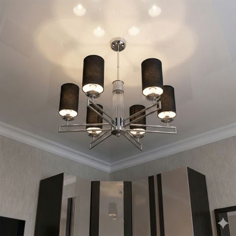Подвесная люстра с абажуром Diasha цоколь E14 ламп 6 шт цвет Хром 1013/6HR