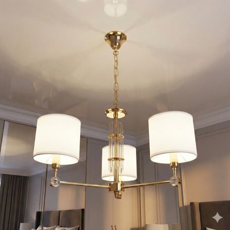 Люстра современная классика Diasha цоколь E14 ламп 3 шт цвет Золотистый 1010/3G