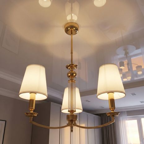 Люстра с абажуром в коридор Diasha цоколь E14 ламп 3 шт цвет Золотистый 1017/3G