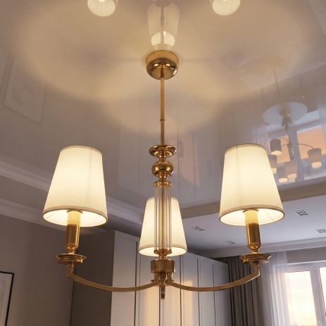 Люстра с абажуром в коридор Diasha цоколь E14 ламп 3 шт цвет Золотистый 1017/3G